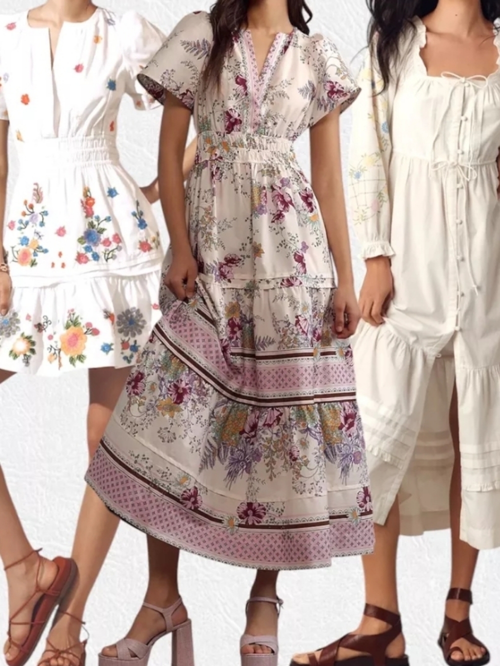 24hr Sale - Anthropologie Somerset Floral Maxi Dress in Cream and Pink